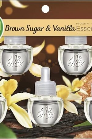 Air Wick Plug in Scented Oil Refill, 5 ct, Brown Sugar and Vanilla, Air Freshener, Essential Oils, Fall Scent, Fall decor