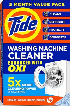 Washing Machine Cleaner by Tide, Washer Machine Cleaner with Oxi for Front and Top Loader Washer Machines, Deep Cleaning Residue & Odor Eliminator, 5 Month Supply (Packaging May Vary)