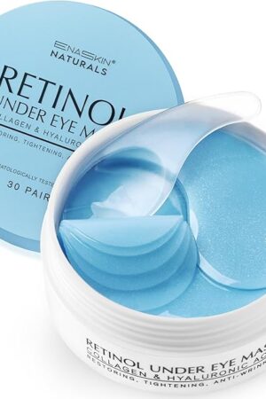 Enaskin Naturals Under Eye Patches for Dark Circles: 30 Pairs Retinol Collagen Eye Gels Mask - Reduce Wrinkles Puffy & Bags - Skin Treatment Pads - Anti Aging Moisturizer For Women (Blue)