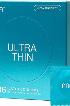 FAMA Ultra Thin Condoms  0.04mm, Extra Lubricated, 25% Thinner Natural Latex, 36 Pack, FDA-Cleared, 53mm Diameter, Hypoallergenic, Odorless, Long-Lasting Comfort