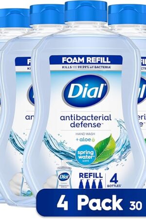 Dial Antibacterial Foaming Hand Wash Refill, Spring Water, 30 Ounce Pack of 4