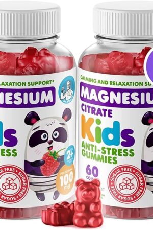 DR MORITZ Sugar-Free Calm Magnesium Gummies for Kids and Adults - Non-GMO Magnesium Citrate Gummies - Raspberry Flavor - 2-Pack (60 Count)