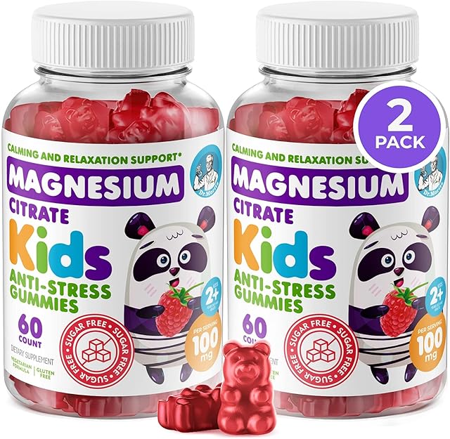 DR MORITZ Sugar-Free Calm Magnesium Gummies for Kids and Adults - Non-GMO Magnesium Citrate Gummies - Raspberry Flavor - 2-Pack (60 Count)