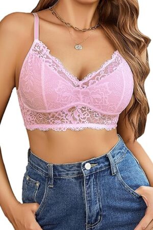 Bralettes for Women Lace Camisole Y2K Tank Top Unpadded Wireless Double-Layered Lingerie