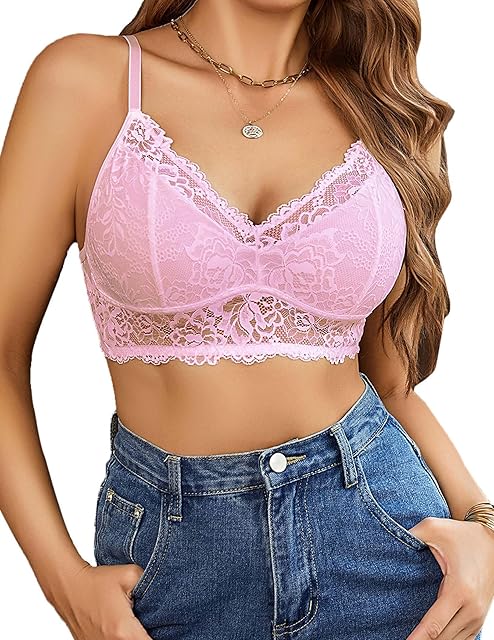 Bralettes for Women Lace Camisole Y2K Tank Top Unpadded Wireless Double-Layered Lingerie