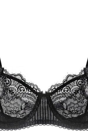 Women's Sexy Lace Push Up Plus Size Bra Sheer Balconette Underwire Unlined
