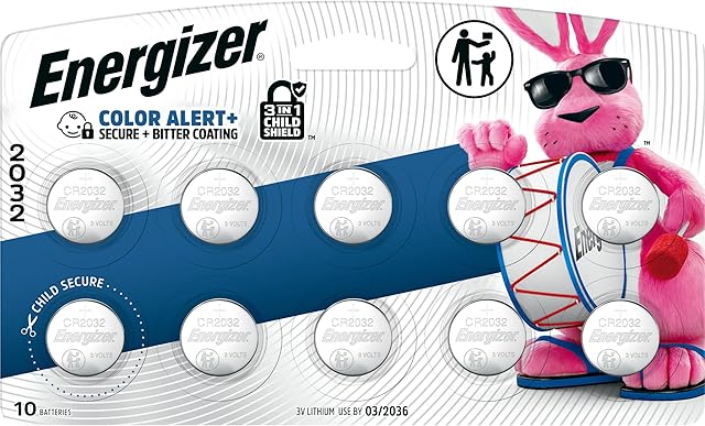 Energizer CR2032 Lithium 3V Coin Batteries for Watches, AirTags, Key Fobs, Small Electronics (10 Pack)