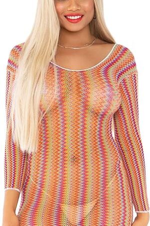 Women's Fishnet Long Sleeve Halter Dress