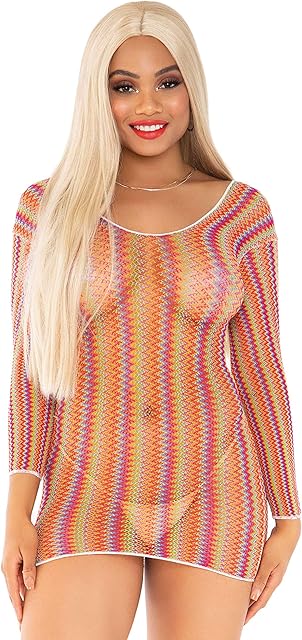 Women's Fishnet Long Sleeve Halter Dress