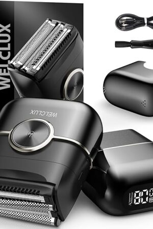 Electric Foil Shavers for Men: Upgraded Mini Electric Razor with 4 Floating Blades & Big LED Display - Foil Shaver for Men with 2 Gears Adjustable - Face Shaver with IPX7 Waterproof Wet/Dry,USB Type C