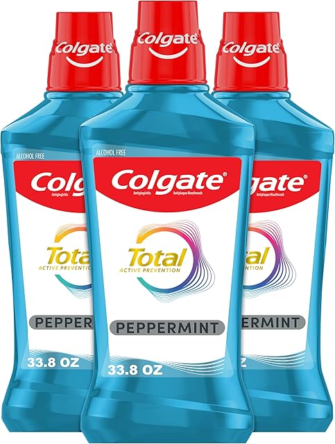 Colgate Total Mouthwash, Alcohol Free Mouthwash, Peppermint, 169 Ounce, 3 Pack
