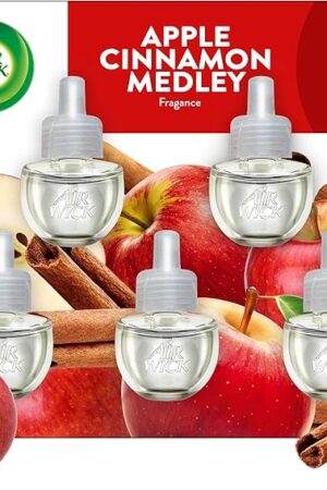 Air Wick Plug in Scented Oil Refill, Apple Cinnamon Medley, 5ct, Air Freshener, Essential Oils