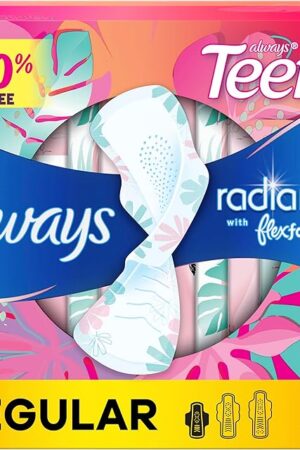 Always Radiant Teen Pads, Size 1, Regular, with Wings, Unscented, 28 Count