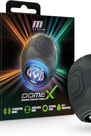 Blush M for Men Dome X 4" Vibrating Male Masturbator - Automatic Hands-Free Stroker w/ 10 Vibration Modes, Squeezable Open-Ended - Waterproof, USB Rechargeable, Realistic Sex Toy for Men - (Black)