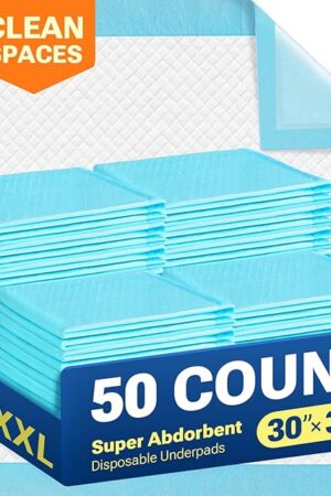 30" x 36" 50 Count Super Absorbency Disposable Bed Pads for Adults, Leakproof Quick Drying Underpads for Adults Baby Puppy, Incontinence Pads, Puppy Pad Dog Training Pee Pads