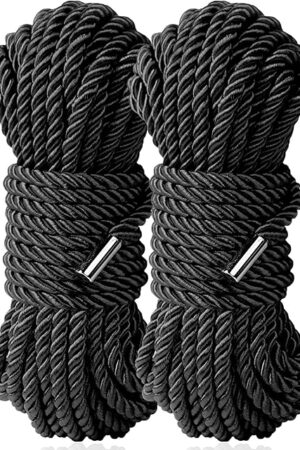 BDSM Shibari Sex Bondage Restraint Rope - Soft Tie-Ups for Women, Long Restraining Multipurpose Sex Restraints, Adult Sex Toys for Women, Men & Couples (2 Black)