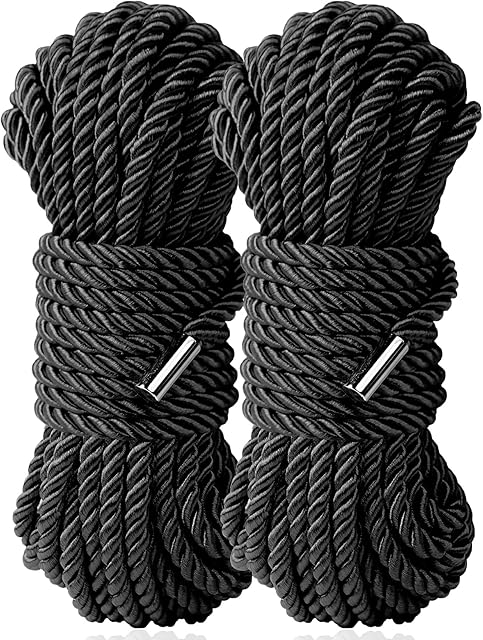 BDSM Shibari Sex Bondage Restraint Rope - Soft Tie-Ups for Women, Long Restraining Multipurpose Sex Restraints, Adult Sex Toys for Women, Men & Couples (2 Black)