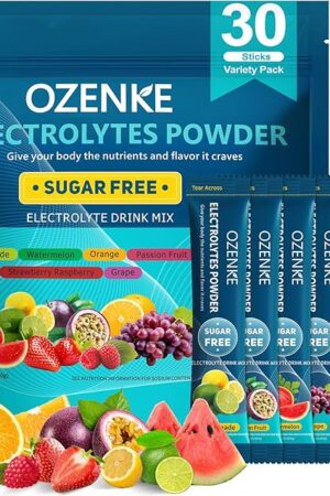 Electrolytes Powder Packets, 30 Sticks Hydration Packets Sugar Free, Electrolyte Drink Mix Travel Electrolyte Packets for Rapid Hydration, 6 Flavors