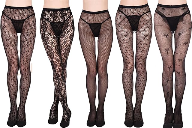 Women's Sexy Lingerie Fishnet Stockings/Mesh Multi-style Pantyhose (5 Pairs (style 1-5))