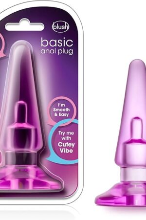 Blush Novelties B Yours Basic Anal Plug - Beginner Butt Toy with Tapered Head for Easy Insertion - Compatible with Cutey Vibe - Stayput Base Anchors Outside Body for Safety - 4 Inch Length - Sex Toy