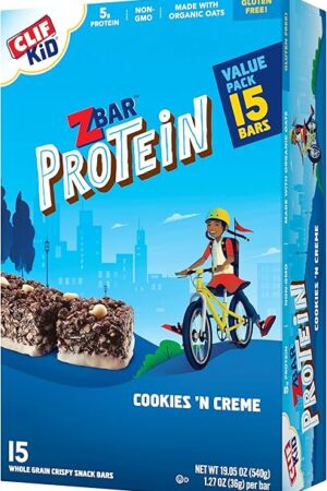 Zbar Protein - Cookies 'N Creme - Crispy Snack Bars - Made with Organic Oats - Non-GMO - 5g Protein - Gluten Free Protein Bars, School Snacks (15 Pack)