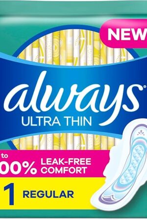 Always Ultra Thin Pads with Wings, Size 1, Regular, 46 Count