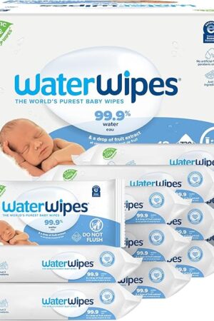 WaterWipes Original Baby Wipes, 999% Water, 3-In-1 Cleans, Cares, Protects, Unscented & Hypoallergenic, 720 Count (12 Packs), Packaging May Vary