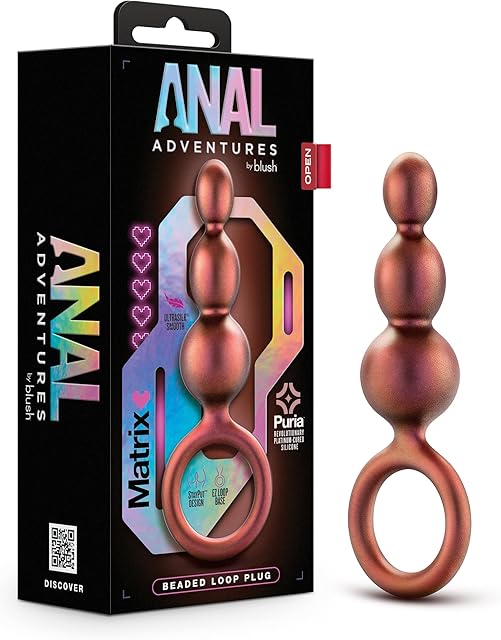 Blush Novelties Anal Adventures Priestess Silicone Anal Plug Beads - Beaded Buttplug - Loop at Base for Easy Pull and Safety - Satin Smooth Texture Ultrasilk - Tapered Head - Sex Toy Couples