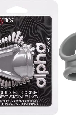 CalExotics Alpha Liquid Silicone Precision Ring  Male Enhancement Dual Support Ring Silicone Sex Toys for Men  Gray