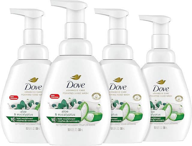 Dove Foaming Hand Wash 4 Count Aloe & Eucalyptus Protects Skin from Dryness, More Moisturizers than the Leading Ordinary Hand Soap, 101 oz