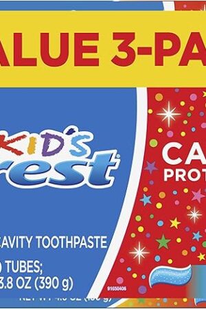 Crest Kid's Cavity Protection Toothpaste, Crest Kids Toothpaste, For Children And Toddlers 2+, Sparkle Fun, 4.6 Oz (Pack of 3), Toothpaste For Kids, Packaging may vary