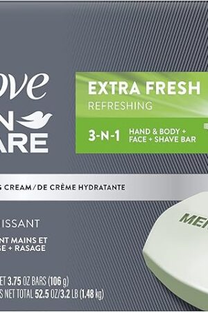 Dove Men+Care Bar 3 in 1 Cleanser for Body, Face, and Shaving Extra Fresh 14 Bars to Clean and Hydrate Skin Body and Facial Cleanser Mandarin Citrus, Patchouli, and Rosemary scent 375 oz