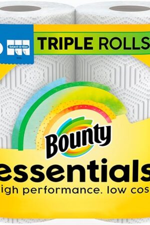 Bounty Essentials Select-A-Size Paper Towels, White, 2 Triple Rolls = 6 Regular Rolls