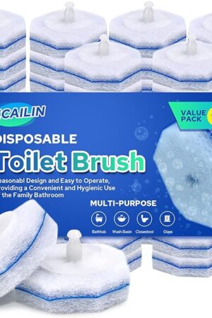 Cecailin? 60pcs Disposable Toilet Brush Bathroom Cleaning Disposable Bowl Cleaners Compatible with Most Toilet Brushes