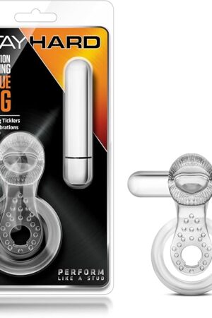 Blush Novelties Stay Hard 10 Function Vibrating Tongue Cock Ring - Stimulates The Clit - Ball Stretcher Strap - Thicker, Longer, Harder, Bigger Erections - Male Enhancement Sex Toy