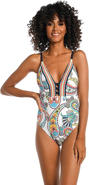 Women's One Piece Swimsuit Plunge Tummy Control Bathing Suit
