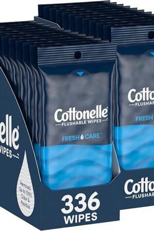 Cottonelle Fresh Care On-The-Go Flushable Wet Wipes, Adult Wet Wipes, 24 On-The-Go Pack, 14 Wipes Per Pack (336 Total Wipes), Packaging May Vary