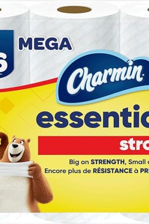 Charmin Essentials Strong Toilet Paper, 9 Mega Rolls = 36 Regular Rolls