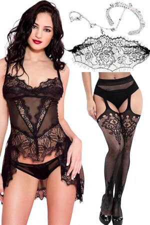 Women Sexy Lace Lingerie Set Bridal Babydoll Teddy Chemise Underwear