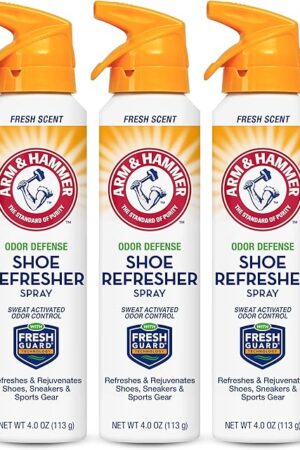 Arm and Hammer Shoe Refresher Spray, Multi-Purpose Odor Remover for All Types of Footwear, Shoe Deodorizer Spray, Shoe Odor Eliminator, Shoe Spray, Shoe Smell Eliminator, 4 oz (3 Pack)