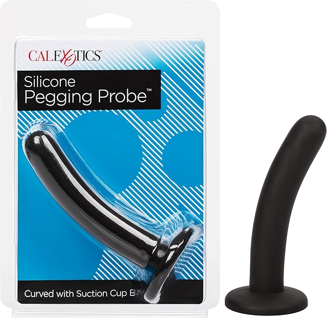 CalExotics Silicone Pegging Probe - Silicone Butt Plug With Suction Cup Base - Waterproof Anal Fetish Sex Toys for Couples - Black