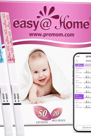 Easy@Home 50 Ovulation Test Strips and 20 Pregnancy Test Strips Combo Kit, (50 LH + 20 HCG)-Package May Vary