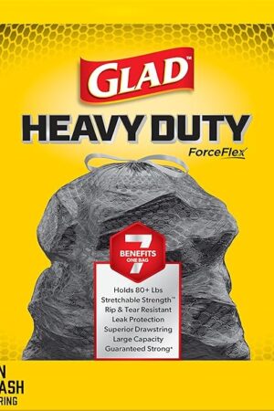 Glad Large 30 Gallon Trash Bags, Unscented Heavy Duty Garbage Bags, Forceflex with Drawstring, 50 Count (Packaging May Vary)