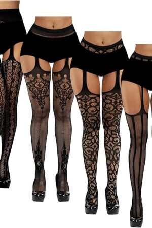 Fishnet Stockings Tights Suspender Sexy Pantyhose Lace Thigh High Stockings for Women