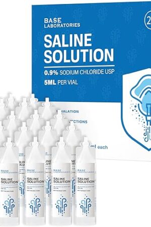 BASE LABORATORIES 0.9% Saline Solution for Nebulizer Machine | Saline Solution for Inhalation & Nasal Irrigation | 0.9% Concentration l 25 Vials 5ml Unit Dose