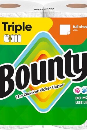 Bounty Full Sheet Paper Towels, White, 2 Triple Rolls = 6 Regular Rolls
