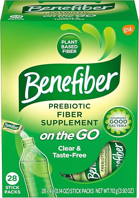 Benefiber On the Go Prebiotic Fiber Supplement Powder for Digestive Health, Daily Fiber, Unflavored - 28 Sticks (392 Ounces)