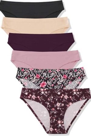 6 Pack Womens Seamless Hipster Underwear No Show Panties Invisibles Briefs Soft Stretch Bikini Underwears XS-XL