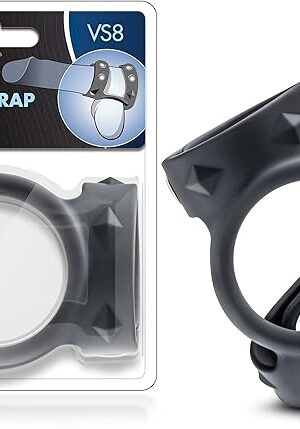 Blush Performance VS8 Double Cock & Ball Strap (9" & 8" Straps, 2.5" Ring) - Puria Silicone + Stainless Steel - Adjustable 3-Snap Penis Ring for Stamina & Erection - Adult Sex Toy for Men - (Black)