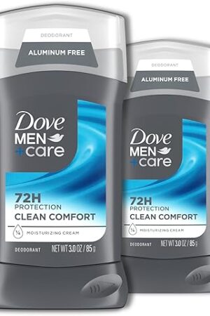 DOVE MEN + CARE Deodorant Stick for Men Clean Comfort 4 Count Aluminum Free 72-Hour Odor Protection Mens Deodorant with 1/4 Moisturizing Cream 3 oz (Pack of 4)